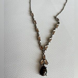 Brown & Cream Stone Silver Necklace